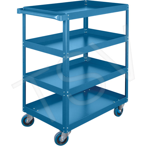 Knocked-Down Shelf Cart - 4-Shelves Utility Truck 18X30X55 Rubber