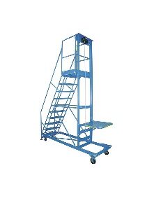 Manual Shelf Lift Mobile Ladder Stand 12 steps